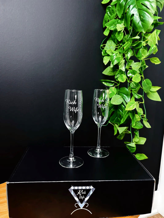 Rich Wife Champagne Flutes